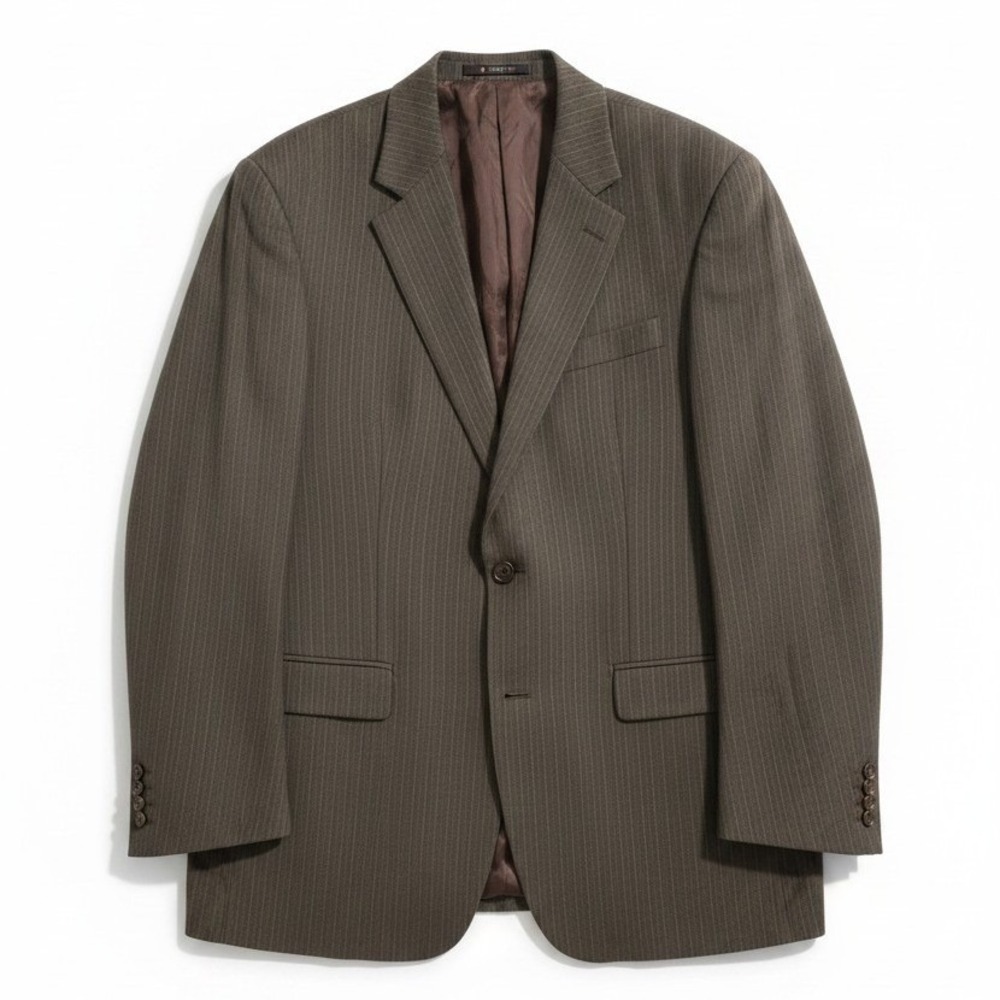 Ralph Ralph Lauren Brown Pinstripe Two Button Blazer, Men's 46L Sport Coat